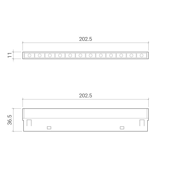 product dimensions for pixel-7 grille light for linea 11mm magnetic track lighting collection
